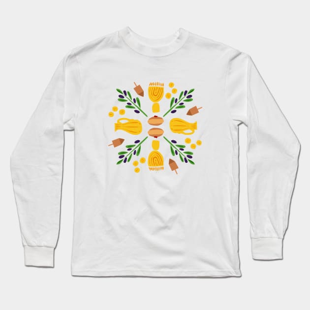 Chanukah Roundel Long Sleeve T-Shirt by TillaCrowne